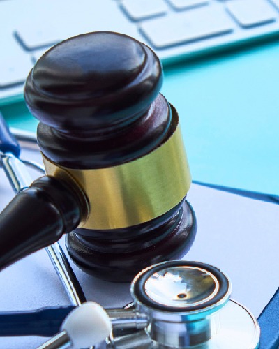 Judge's gavel on document